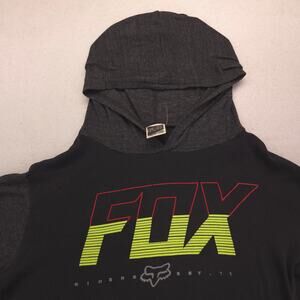 Fox Casual Long Sleeve Pullover Hoodie Mens Size Large L Gray Black